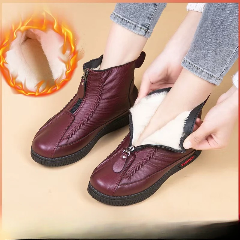 

Winter Hot Seller New Soft Sole Women's Cotton Shoes Waterproof and Thick Warm Snow Boots for Middle-aged and Elderly Mothers