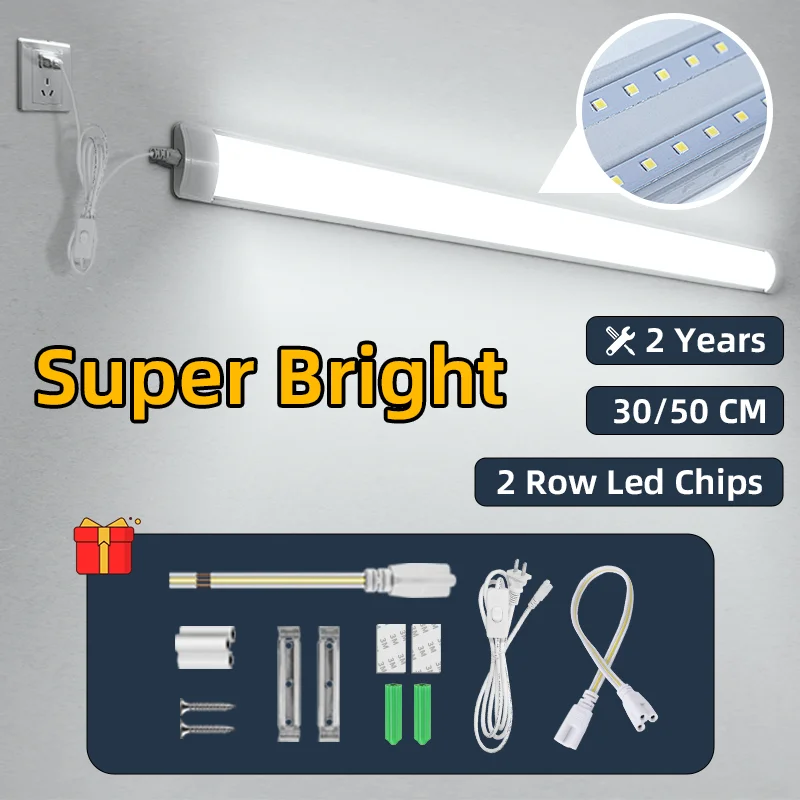 Super Bright Kitchen Light Moisture-Proof Under Cabinet Lights 50/30cm Kitchen Lighting 20W 10W 6W Led Tube Light T8/5 220V 110V