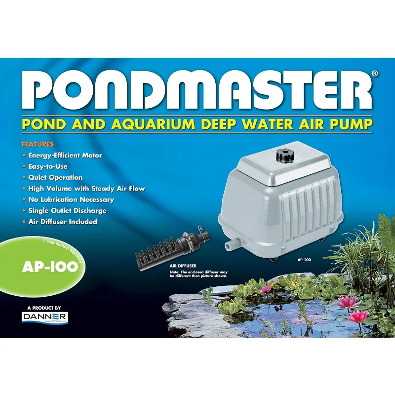 Danner Manufacturing, Inc., Pondmaster AP-100 Air Pump, حجم الهواء 9150 cu.in/min, 04580