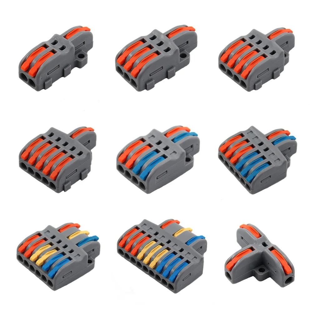 10PCS Electrical Cable Wiring Terminals Blocks Quick LED Wire Connector Electrician Tools Household Splitter Nuts Terminal Block