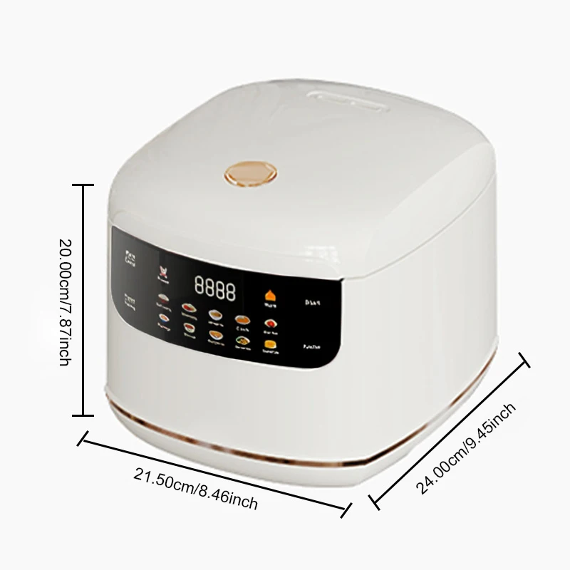BALASHOV 2L Mini Elektrischer Reiskocher 1-3 Personen Multikocher Antihaft-Topf Intelligenter mechanischer Multikocher Gedämpfter Reispot für Zuhause 4