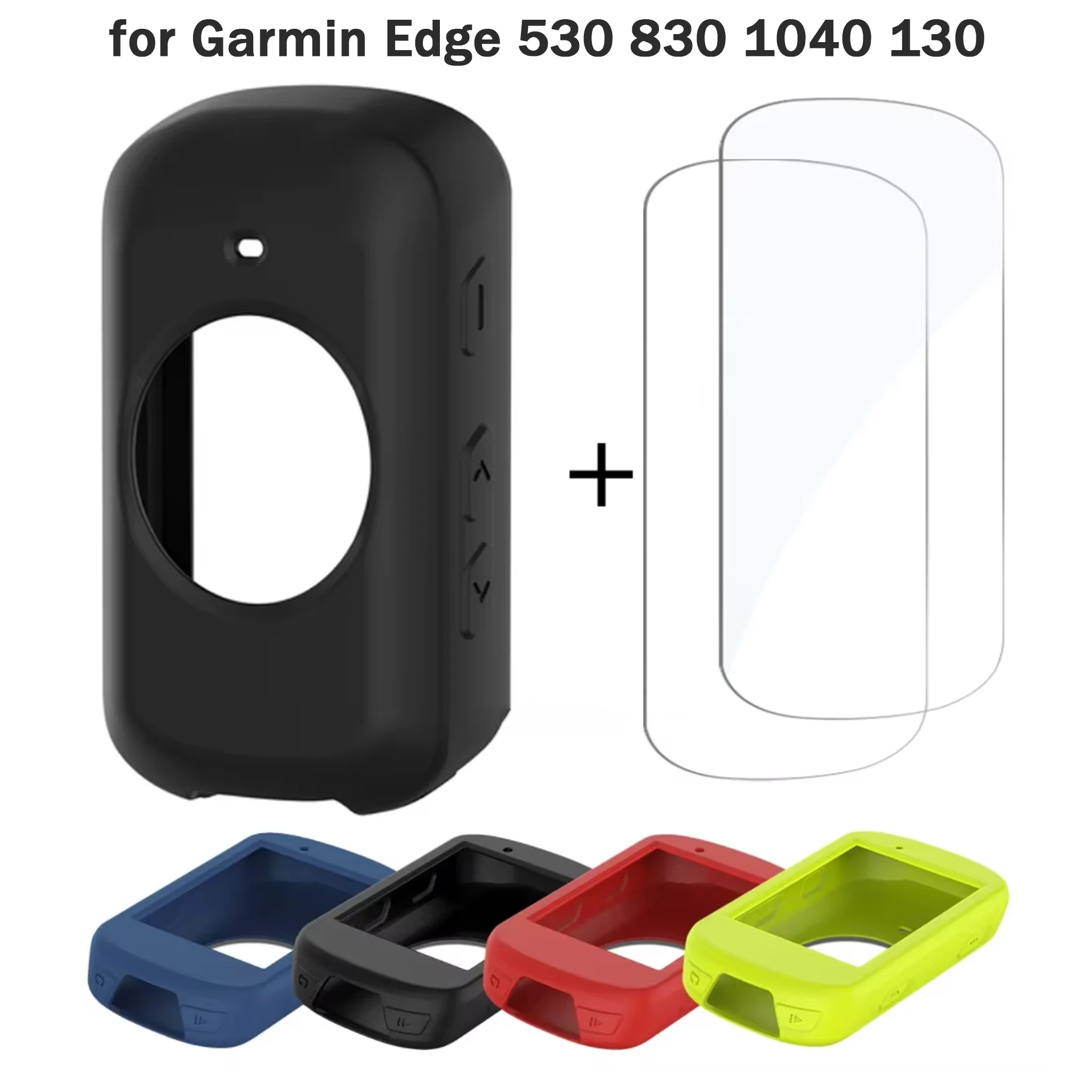TPU-Silikonhülle + 2 Stück gehärtetes Glas für Garmin Edge 530 830 1040 130 Plus GPS Stoppuhr Displayschutzfolie Zubehör