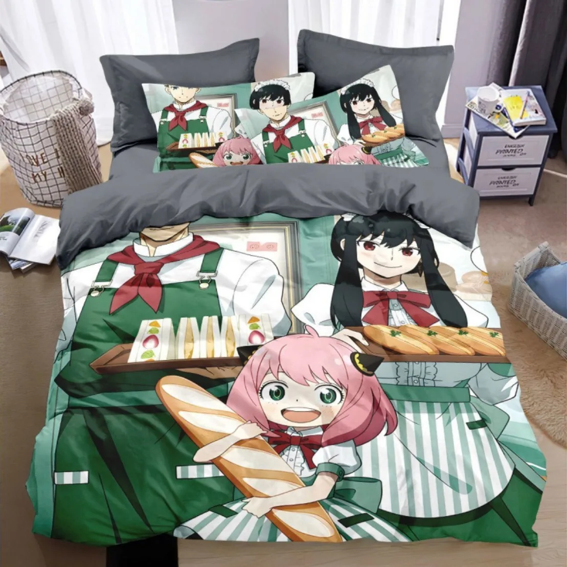 Spy Family Bedding Set Anime Anya Duvet Cover,Spy X Family Bedding Pillowcase Bed Children Adult Fashion Home Textileextile