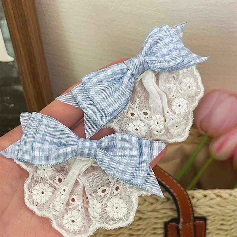 الكورية نمط الأزرق متقلب القوس مشبك شعر للنساء الإبداعية الدانتيل سحابة تصميم BB دبوس الشعر فتاة إكسسوارات الشعر