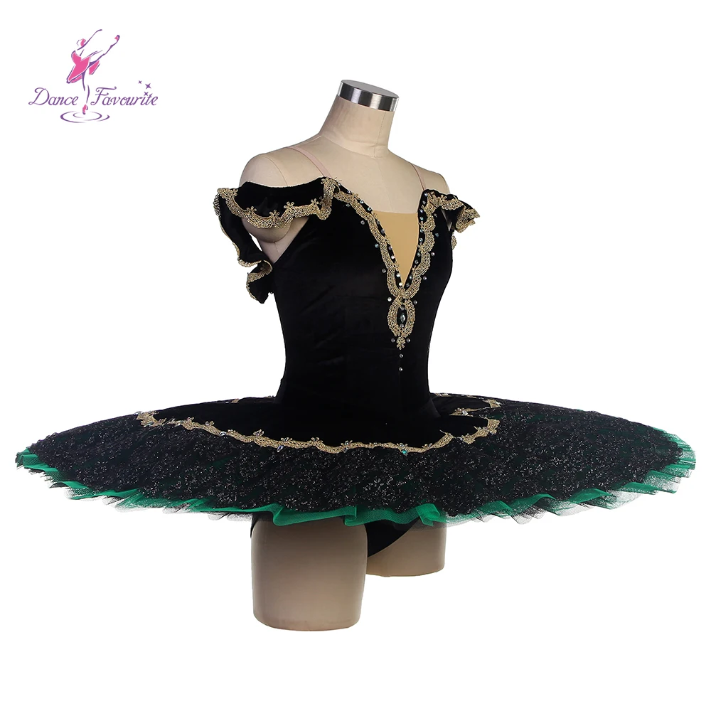 Dance Favourite Ballet Tutus BLL551 Black Velvet Bodice Pre-professional Ballet Tutu with Gold Trim Performance Tutus