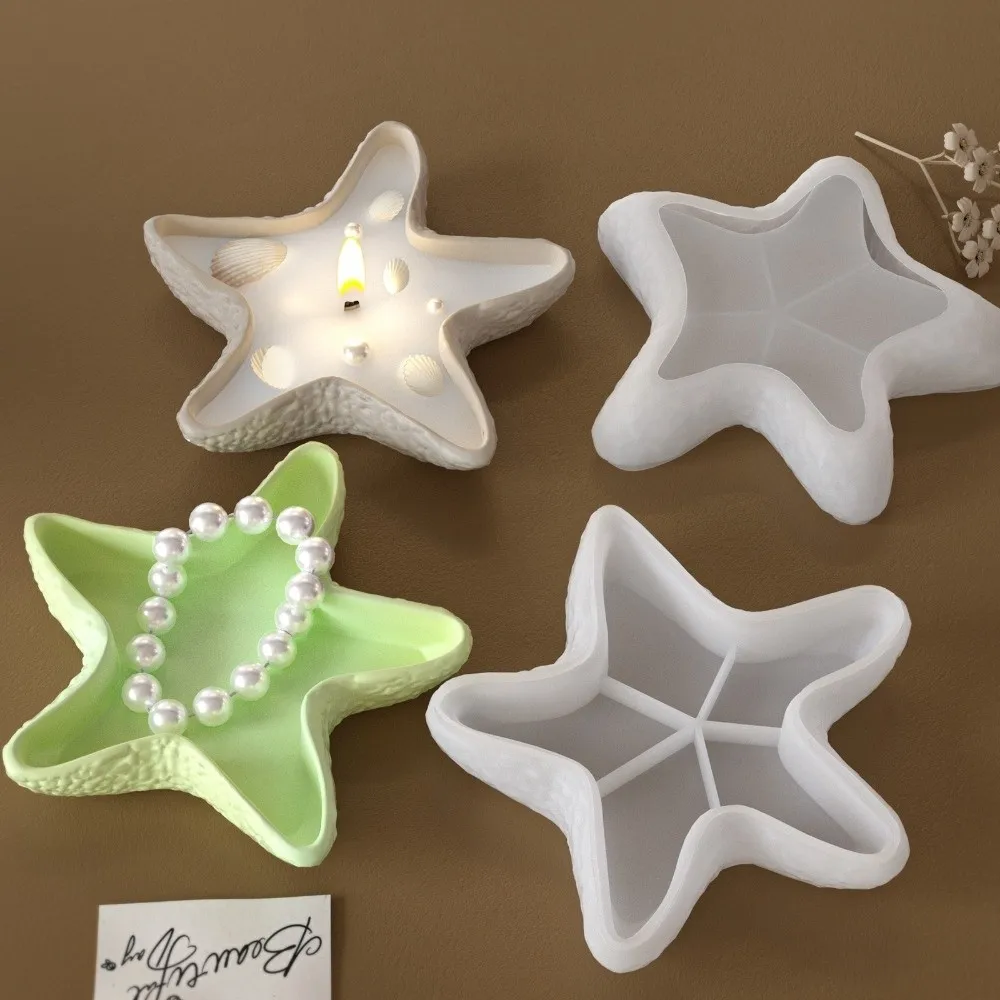 DIY 3D Starfish Tray Silicone Mold Resin Plate Pentagram Jewelry Storage Pallet Molds Plaster Concrete Storage Box Home Decor