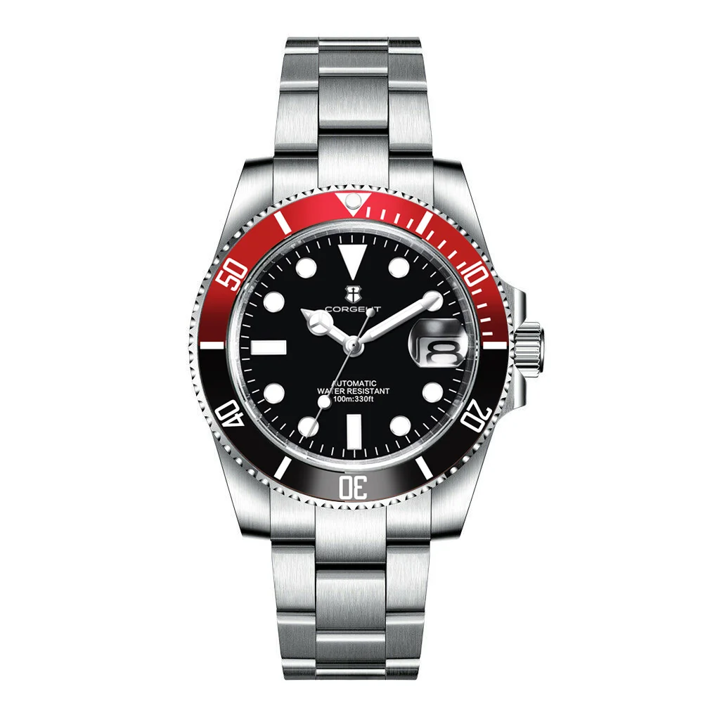 Corgeut Luxury 40MM Men's Diver Watch Automatic Mechanical NH35/Miyot Movement Sapphire Crystal Luminous Display 10Bar Waterproo