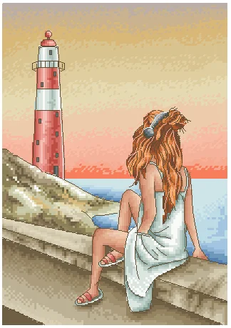 Embroidery Cross Stitch Kits Craft DIY Needlework Cotton Canvas Back Girl Series - Music of the Soul 32CT 28CT Metallic aida