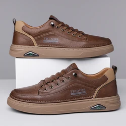 High Quality Soft Soled Outdoor Shoes Men's Genuine Leather Casual Shoes Versatile Walk Sneakers Fashion Driving Tennis Shoes