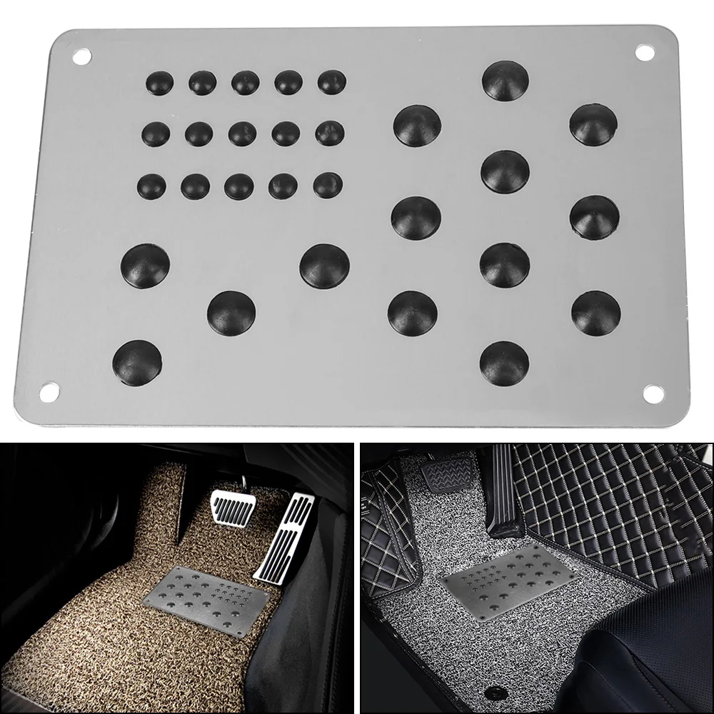 Car Floor Mat Silver Non-slip Carpet Patch Universal Anti-skid Pad Foot Heel Scuff Plate Auto Alloy Plate Interior Accessories