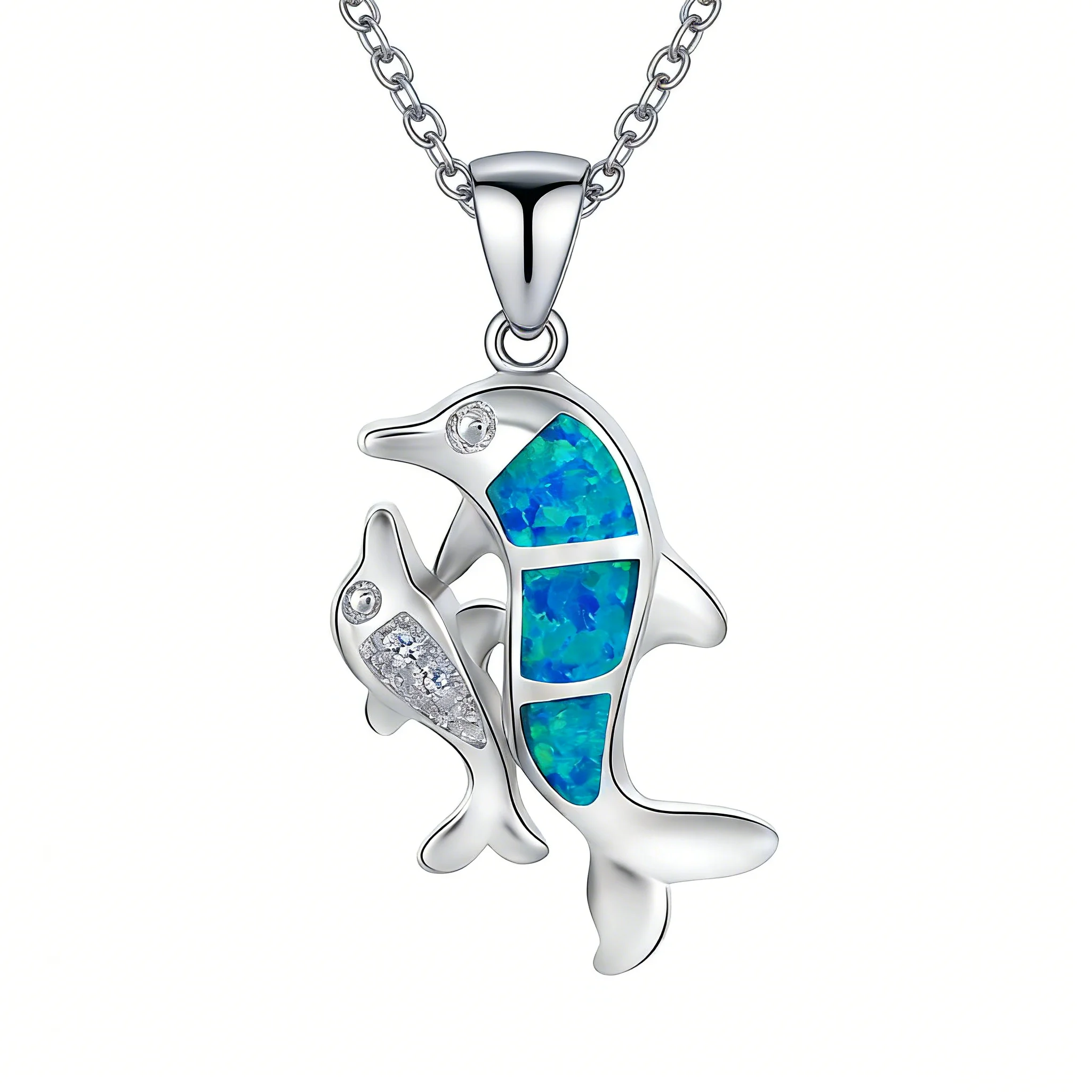 Mother Dolphin with Baby Necklace Pendant,Symbol of Motherhood & Protection,Heartfelt Gift for Mom Wife on Birthday Anniversary