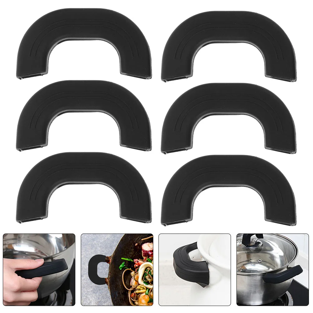 

6 Pcs Pot Earrings Griddles Anti-skid Handle Sleeve Silicone Cover Bracket Anti-scald Silica Potholder