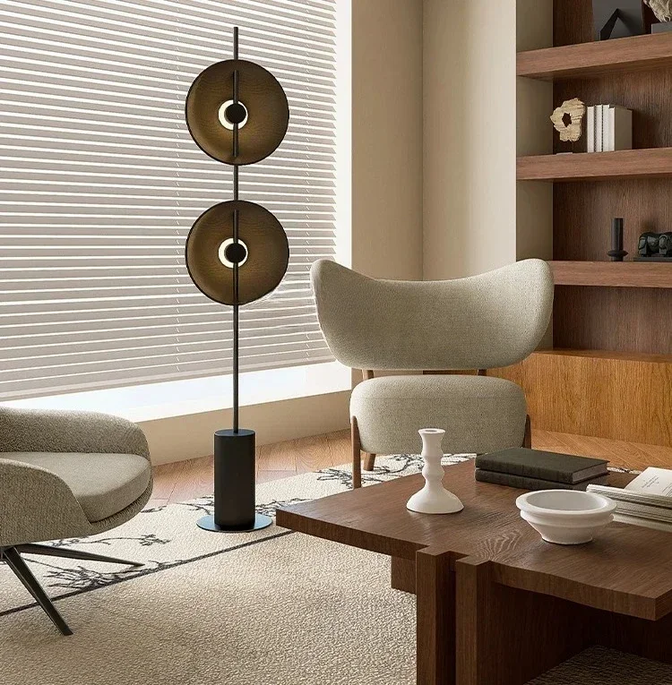 Modern simple Medieval living room high-end light luxury retro sofa side bed floor lamp