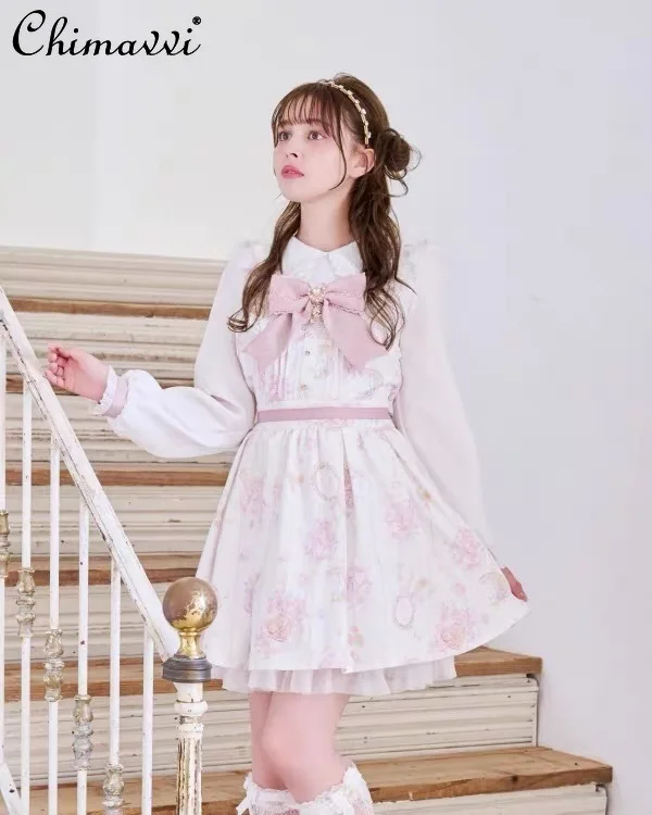 Japanese Liz Star Moon Gem Princess Puffy Lolita Dress Sweet Cute Girls Women Mass-Produced Printed Elegant Long Sleeve Dres