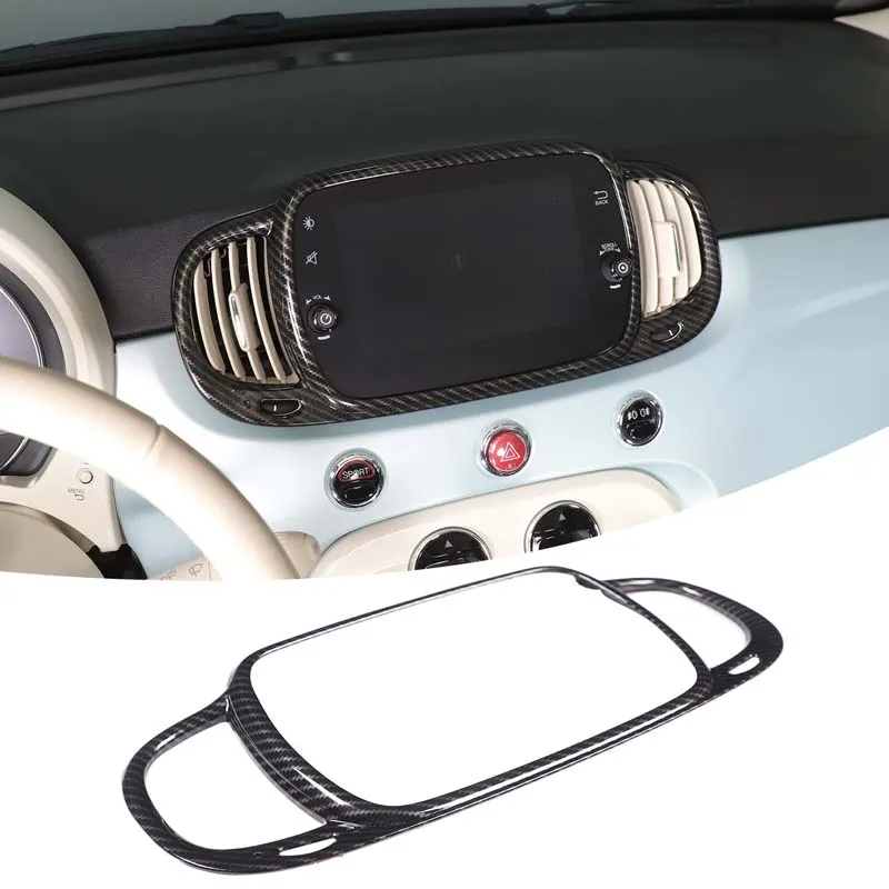 

For Abarth 595 695 Fiat 500 16-24 ABS Carbon fiber central control air outlet frame interior modification sticker auto parts