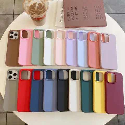 1.5mm Thick Solid Color Matte Camera Bumper Shockproof Phone Case for IPhone 16 14 13 15 Pro Max 17air Soft Protection Cover