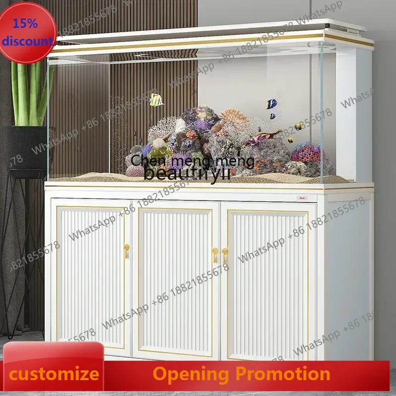 new Super White Glass Light Luxury Fish Tank Household Medium Intelligent Ecological Bottom Filter Goldfish AquariumSS 8617 ss 8