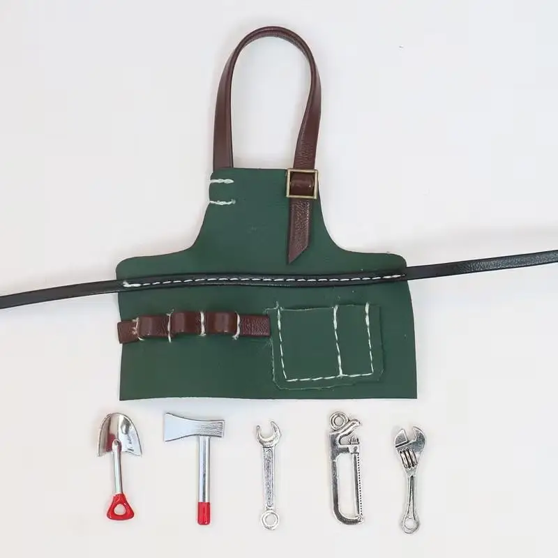 #1Set Creative Personality Tooling Apron Clothing Decoration Apron Simple Solid Color Leather Apron Adjustable Length