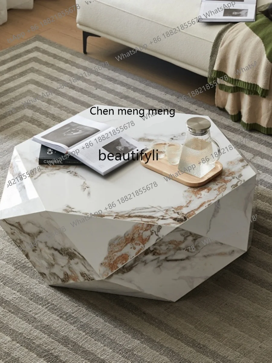 X  Stone Plate Creative Design Luxury High-End Diamond Polygon Light Luxury Personality Tea Table