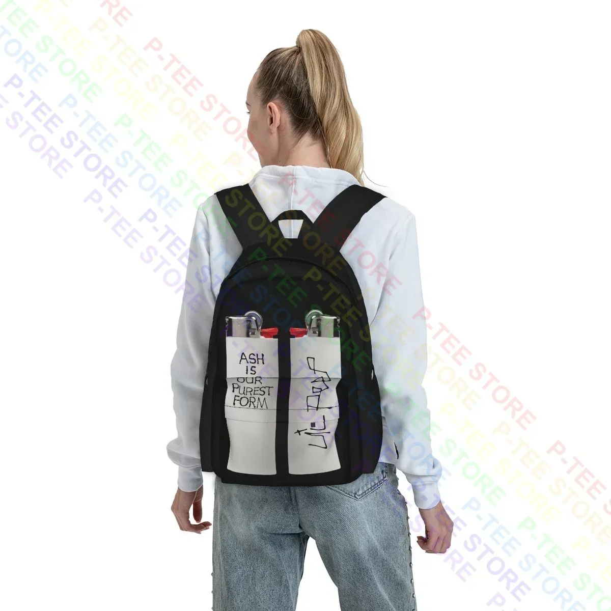 حقيبة ظهر Lil Peep Ash Is Our Purest Form ذات سعة كبيرة ومطبوعة على الظهر وحقيبة الجمباز للجري في الهواء الطلق #6