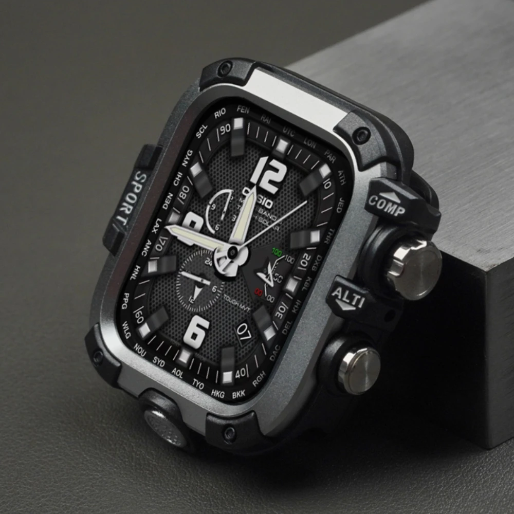 حافظة معدنية مقاومة للماء لساعة أبل الترا 3 49 مللي متر 46 مللي متر 45 مللي متر 44 مللي متر غطاء حماية فيلم لسلسلة iWatch 11 10 9 8 7 6 SE