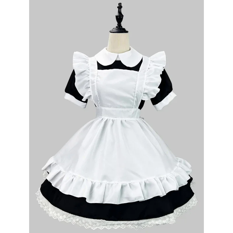 Costume de femme de chambre classique Anime Cosplay, robe de princesse Lolita, tenues japonaises Kawaii, tablier noir et blanc, fille de chat, grande taille, fête