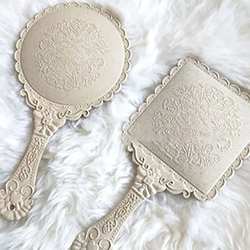 Makeup Mirror Oval Round Handle For Ladies Beauty Dresser Cheap Table Make-up Mirror Vintage Spin Assembly наклейки на стену