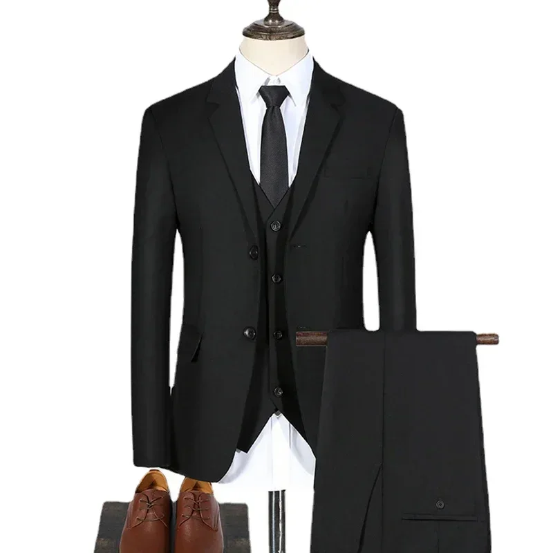 Männer Anzüge Blazer 3 Stück Elegante 2 Sets Luxus Hochzeit Business Weste Hosen Blau Mäntel 2022 Formale Jacken Koreanische