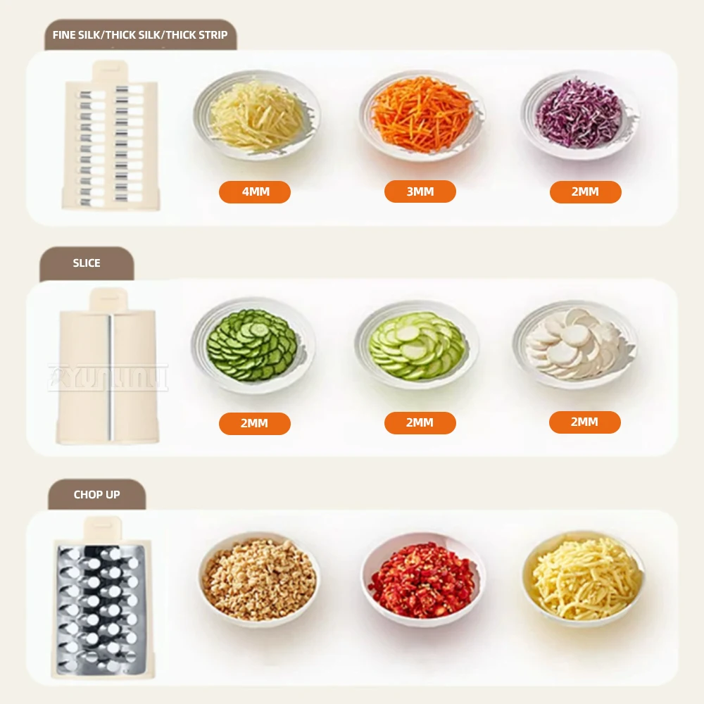 إصدار 2025 QCJ-A1 قطاعة الخضراوات الكهربائية Processadora Alimentos قاطعة المطبخ الأوتوماتيكية المنزلية متعددة الوظائف