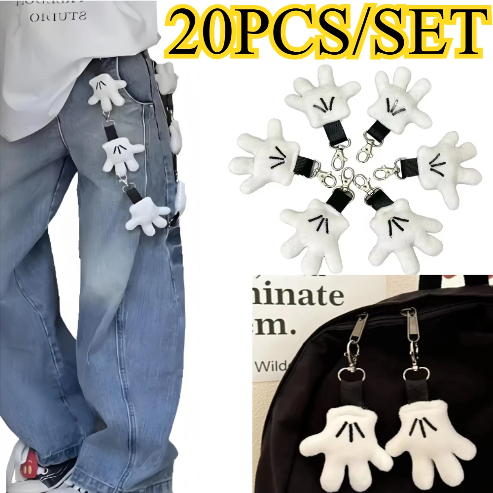 20PCS/SET New cute plush keychain Creative And Wonderful Plush Mouse Glove Pendant Keychain Bag  Accessories Valentine Gifts
