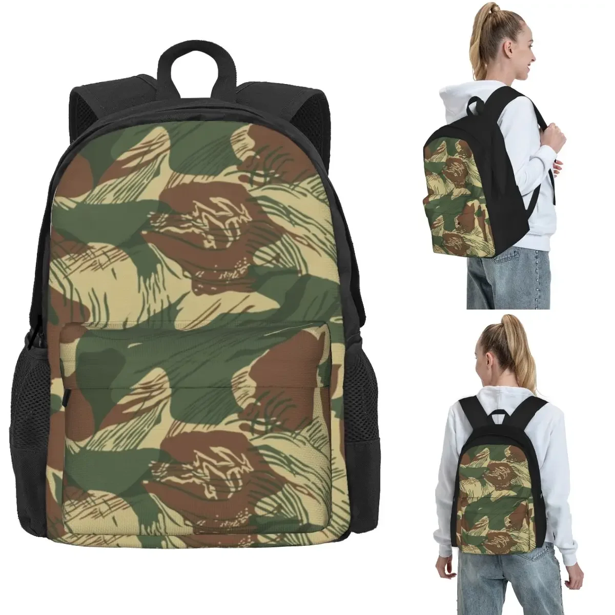 Rhodesian Brush Stroke Camouflage Backpack Hot Sale Daypack Large Capacity Kids BookBag School Bag Shoulder Bags for Men Women