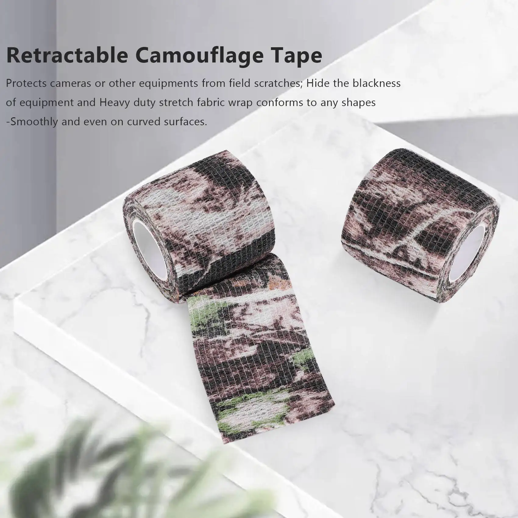 6 Roll Camouflage Tape Cling Scope Wrap Camo Stretch Bandage Self-Adhesive Tape for Camping Hunting Bike Telescope