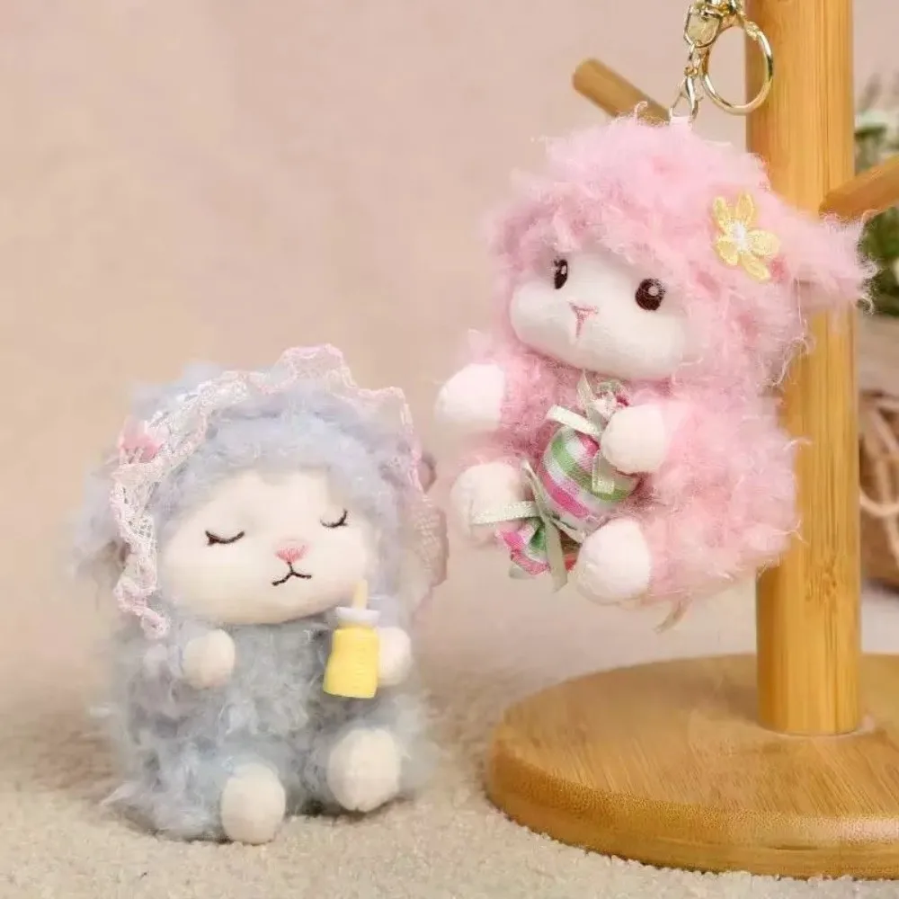 Cartoon Candies Lamb Keychain Seated Lamb Shape Bottle Sheep Keychain Pendant Lightweight Soft Animal Keychain