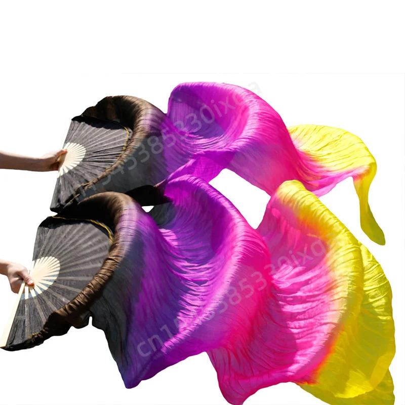 Abanico de danza del vientre para mujer y niño, accesorio largo de seda Real para practicar danza del vientre, 150cm de longitud, gran oferta