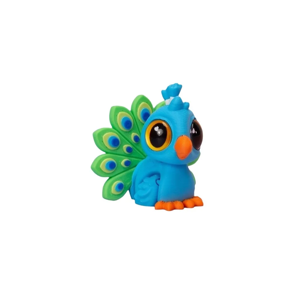 Cartoon Style 3D Printed Peacock Figurine Lightweight Multi‑Color Articulated Peacock Ornament Plastic Decorative