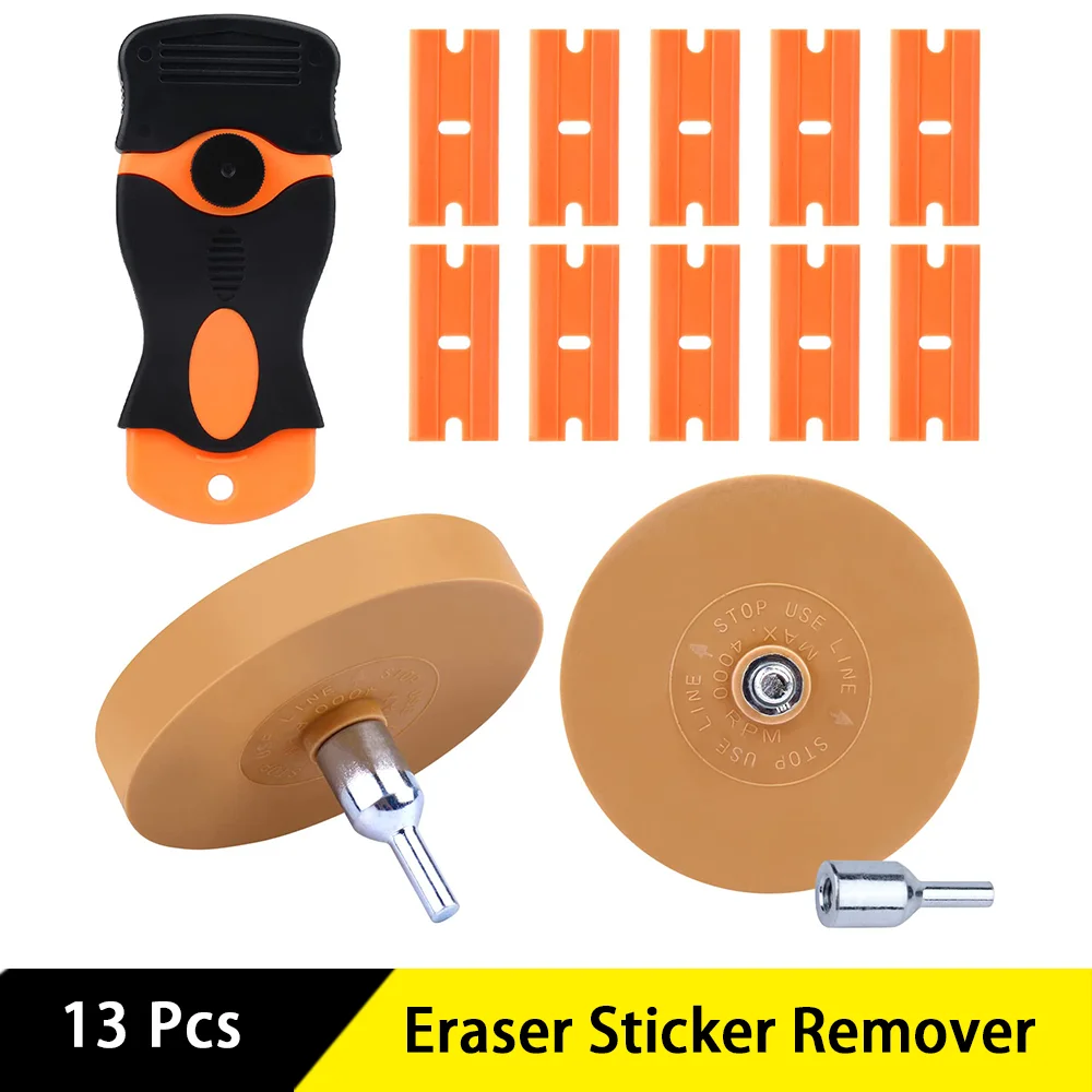 

13 Pcs Eraser Sticker Remover with Plastic Scraper and Plastic Blade Effectivelyfor Removing Films Adhesive Residue on the Car