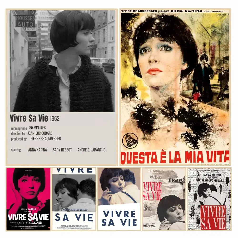 classic movie V-Vivre Sa Vie-E Painting Calligraphy Boho Botanical Decor for Living Room Elegant Home Style