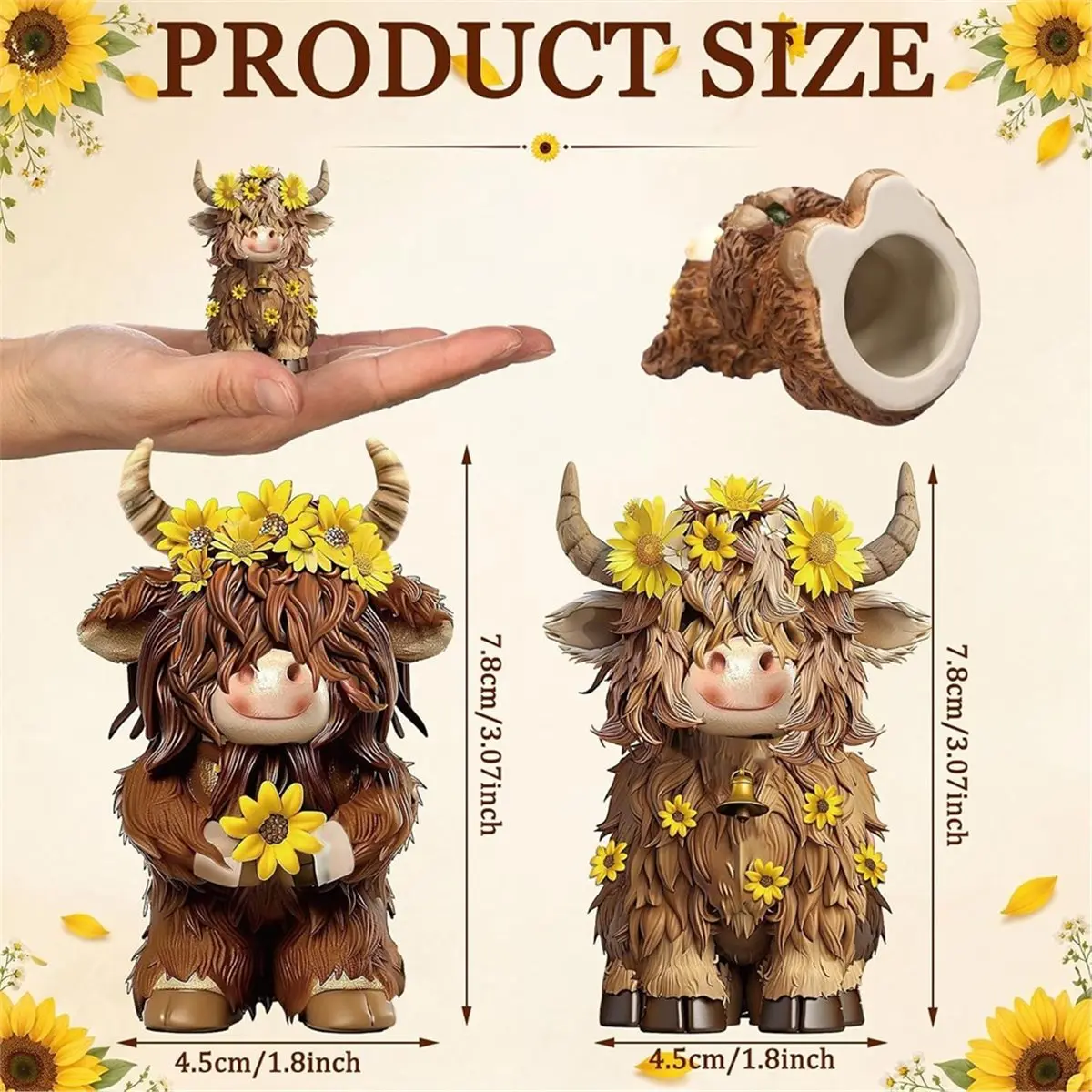 2 Pcs Highland Cow Toilet Bolt Cover Sunflower Toilet Bolt Screw Cap Toilet Screw Covers Caps Decorative, Bathroom Decor