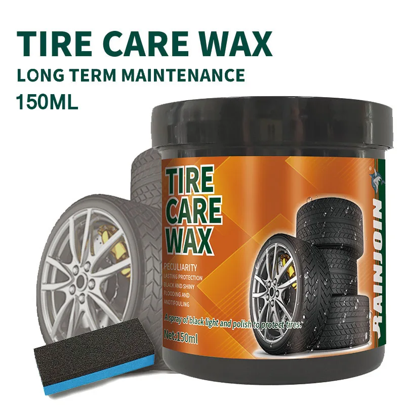 

Tire Wax with Sponge Car Tyre Shine Wax Wheel Cleaner Black Brightening Polishing Maintenance, Tire Brightener, Refurbishing