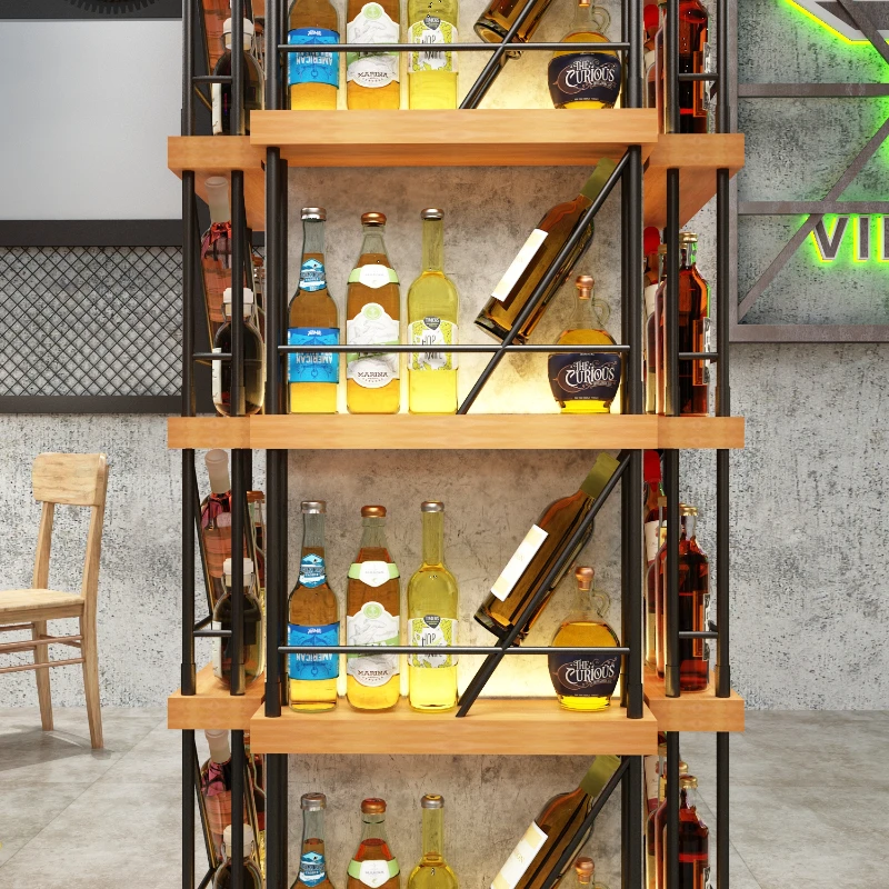 Gabinete de Bar creativo de partición, arte del hierro, montado en la pared, estante moderno para vino, estantería personalizada, Mueble Bar,