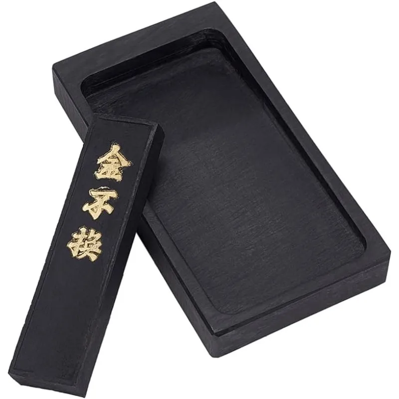 Chinese Calligraphy Inkstone with Ink Stick Traditional Chinese Ink Stones Sumi Drawing Ink Dish Ink Well Ink Tray