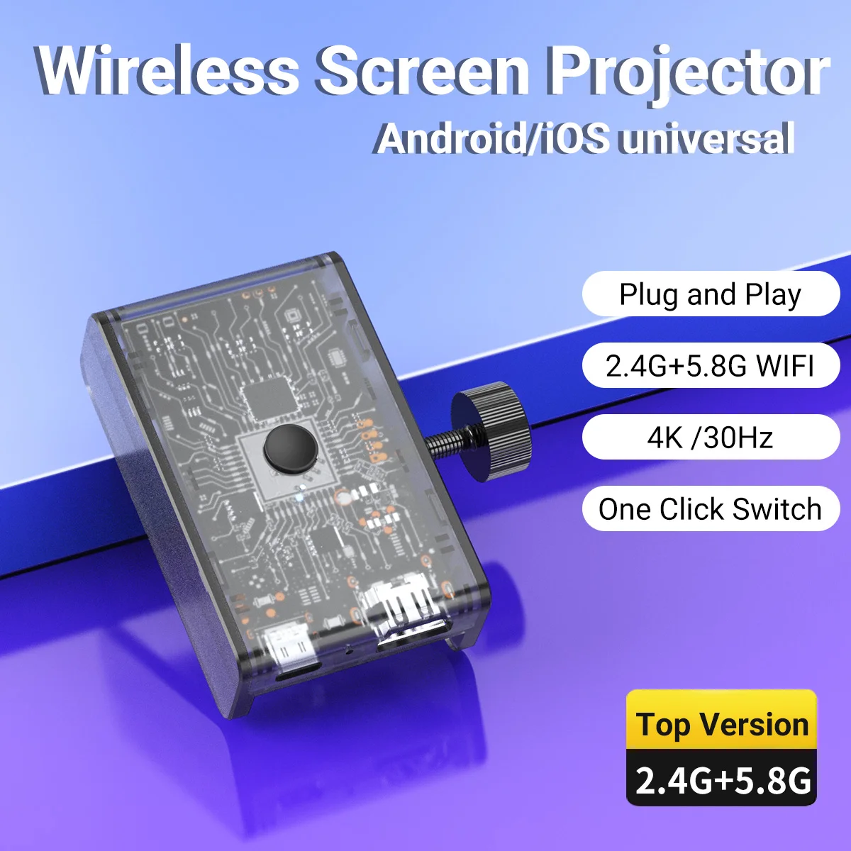 Wireless HDMI Display Dongle Adapter 4K30Hz HD Streaming Video/Audio Supports Android/iOS/Windows/MacOS