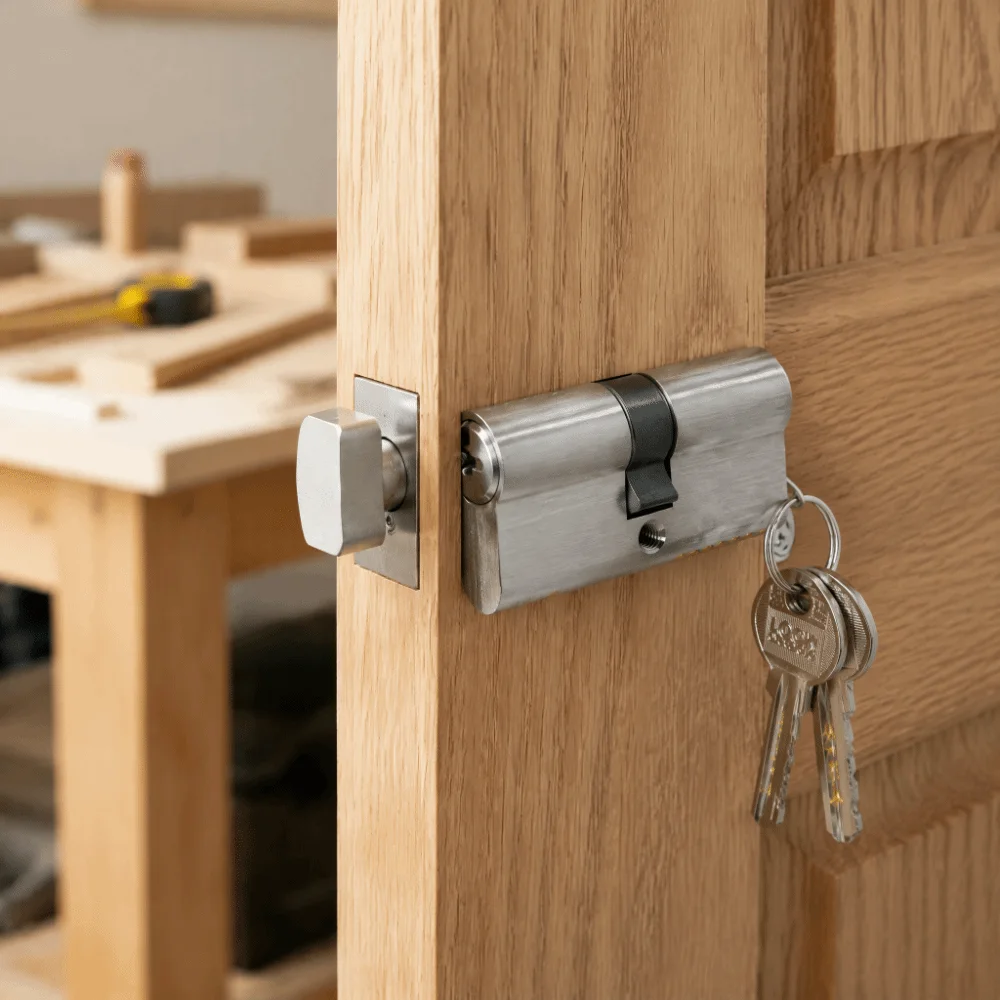 Secure Copper Door Lock Cylinder with 3 Keys Silver Door Lock Core Home Door Lock Residential Door Hardware Upgrade