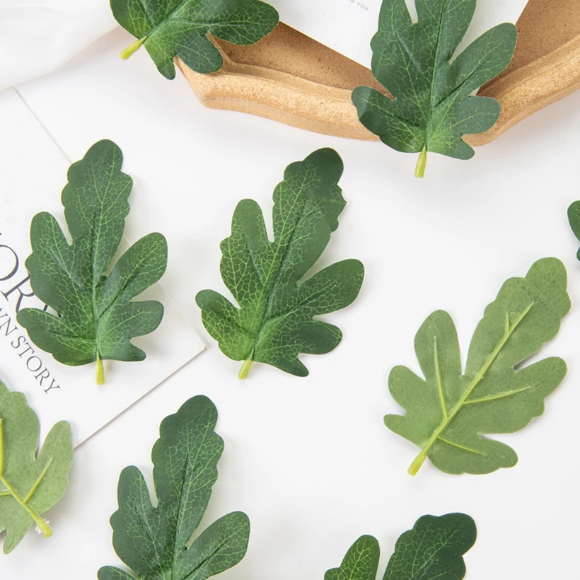 50 Pieces of Artificial Plant Silk Watermelon Leaves Diy Candy Box Wedding Flowers Christmas Wreaths Decorations Home Scrapbook