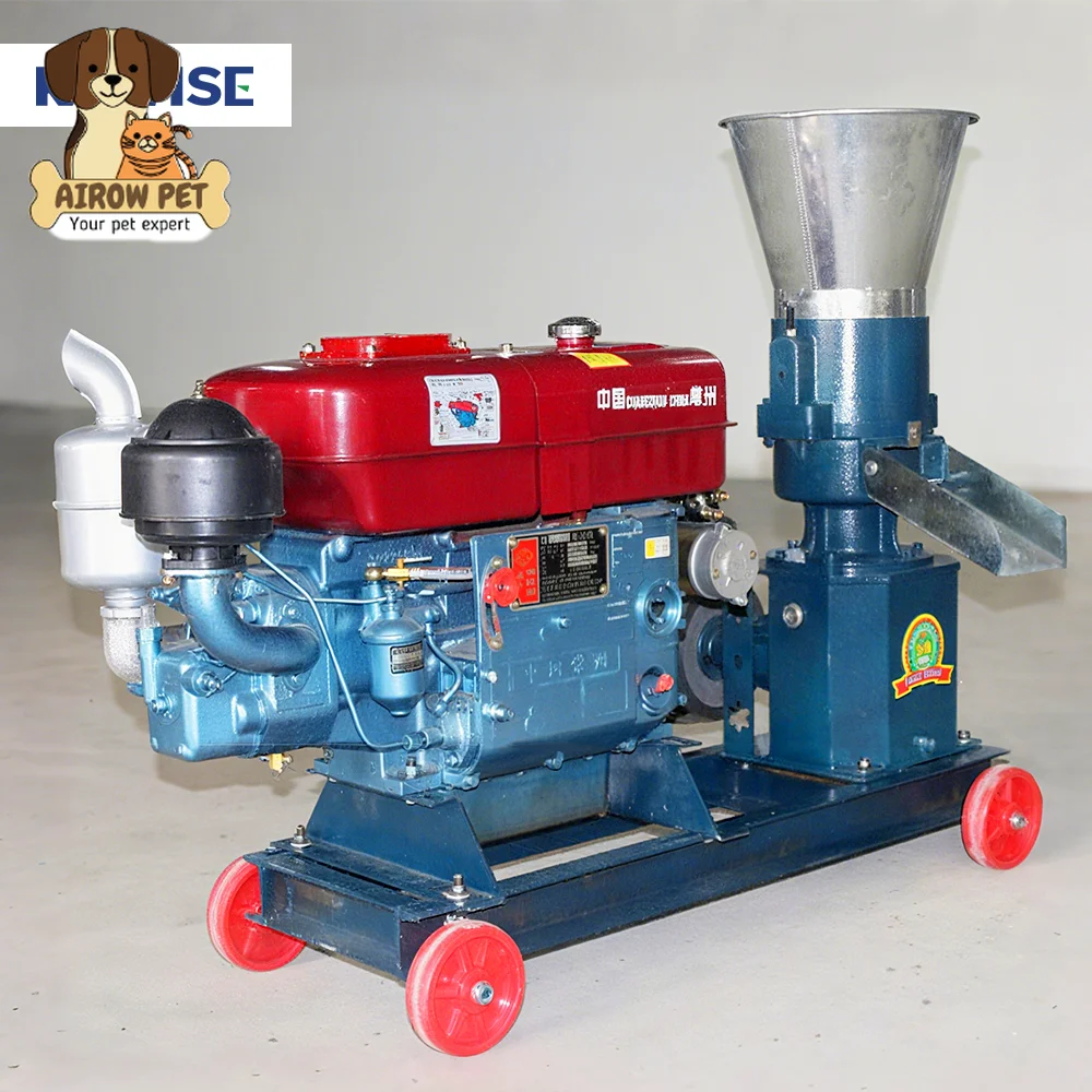 AIROW Small Farm Diesel Feed Pellet Machine 100 kg Per Hour for Family Use Making Poultry Pig Feed Pellets