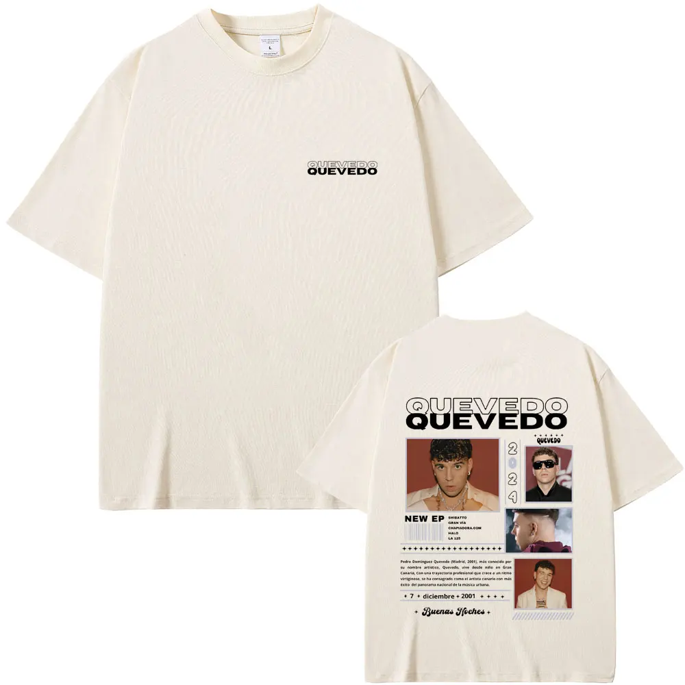 

Rapper Quevedo Buenas Noches Tour T Shirt Men Women Hip Hop Oversized Short Sleeve T-shirts Male 100% Cotton T-shirt Streetwear