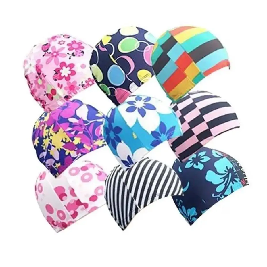 Unisex Polyester Swim Cap Colorful Printed Swimming Hat For Men Women Pool Bathing Cap Water Sports Accessories Random Pattern
