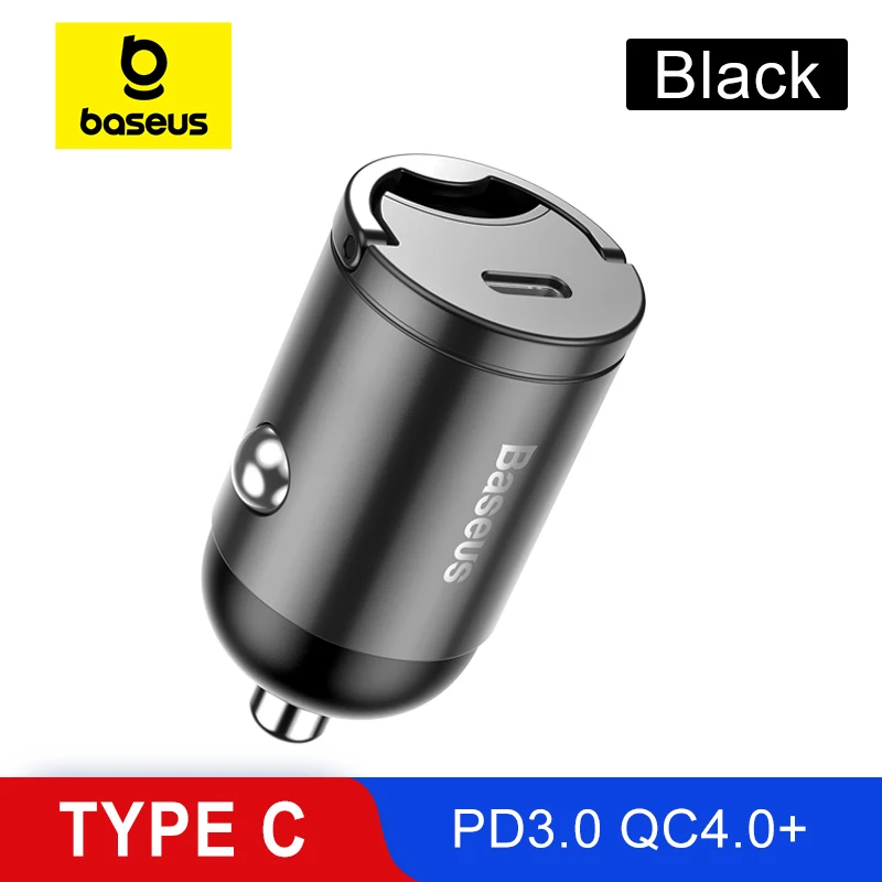 Baseus Car Charger Type-C Quick Charge 4.0 3.0 For Iphone Huawei Xiaomi Samsung PD 3.0 Fast Charging USB Phone Mini Charger