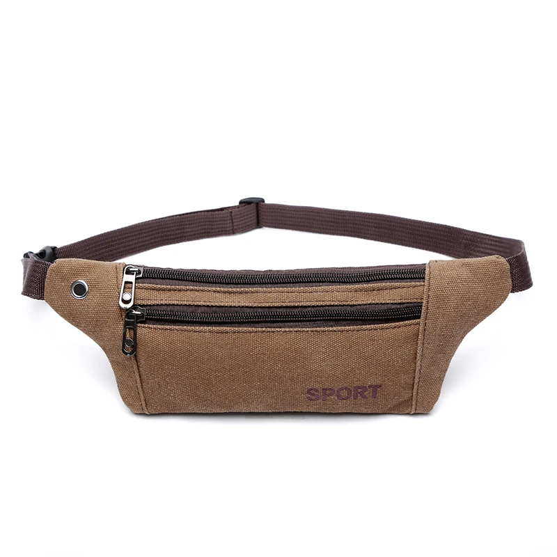 Men Running  Purses Casual Durable Fanny Waist Pack Male Waist Bags Belt Canvas Hip Bum Military Bag Pouch Three Zipper Pocket