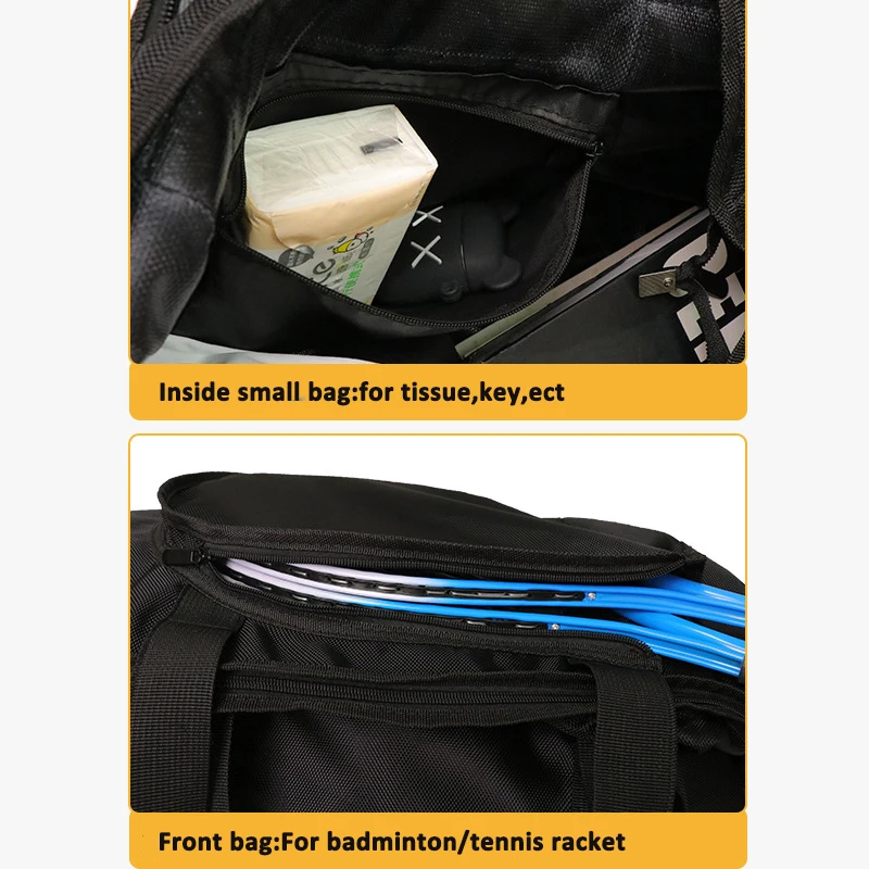 حقيبة كروس لمضرب تنس الريشة بكتف واحد، حقيبة تدريب رياضية، سعة كبيرة في الهواء الطلق مقاومة للماء للجنسين في صالة الألعاب الرياضية